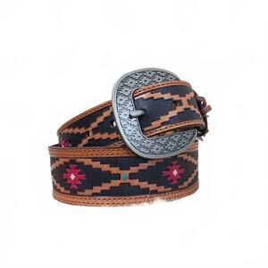 NEW RED DIRT HAT COMPANY men's tapered belt tooled southwest belt in brown